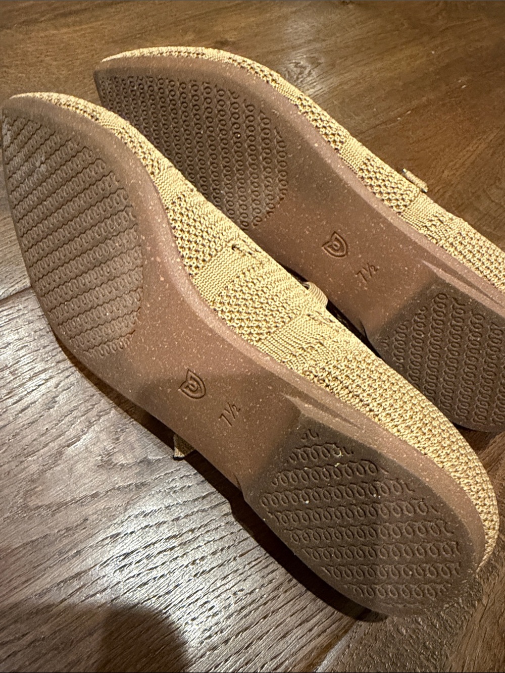 Rothy's Pointed Mary Jane Flats in Camel with Blue Trim - Picture 4 of 4
